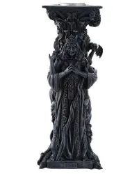 Mother, Maiden, Crone Goddess Candle Holder Gray