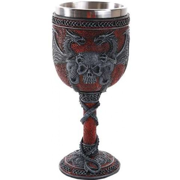 Double Dragon and Skull Goblet