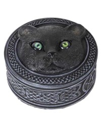 Black Cat Trinket Box with Rolling Eyes