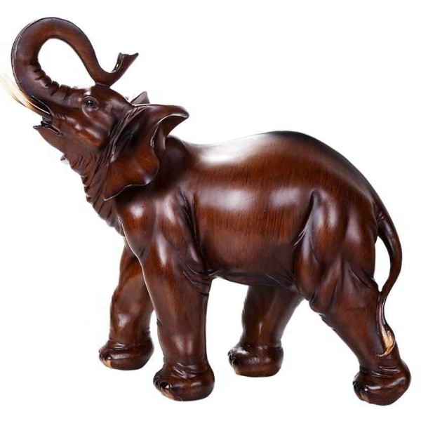 Lucky Elephant Feng Shui Wood Finish Statue