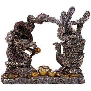 Oriental Dragon and Phoenix Feng Shui Statue