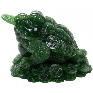Lucky Frog Jade Green Feng Shui Money Statue