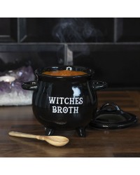 Witches Broth Cauldron Bowl with Broom Spoon