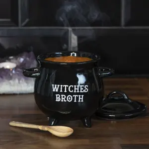 Witches Broth Cauldron Bowl with Broom Spoon