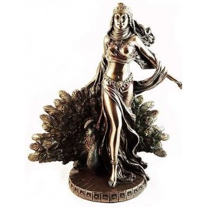 Hera Queen of the Greek Gods Statue with Peacock
