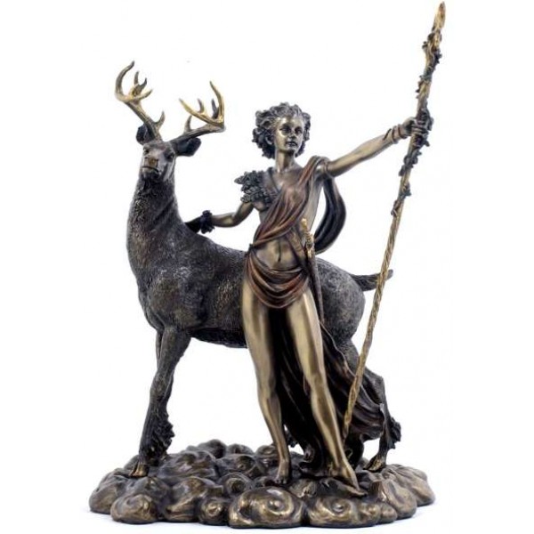 Diana Artemis Greek Goddess of the Hunt Statue with Deer