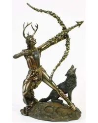 Diana Artemis Greek Goddess of the Hunt Statue with Wolf