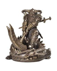 Thor, Norse God Slaying Dragon Statue