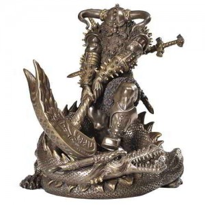 Thor, Norse God Slaying Dragon Statue