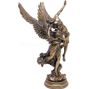Pheme, Winged Fame Greek Goddess Bronze Statue