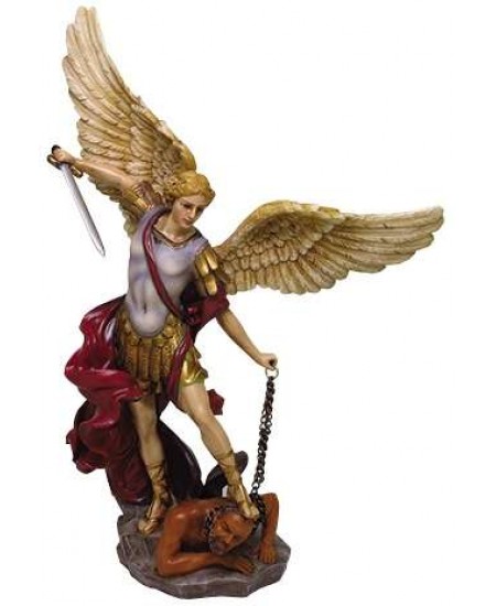 Archangel St Michael Hand Painted Color Christian Statue