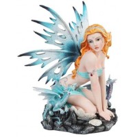 Blue Fairy with Dragonlings Statue