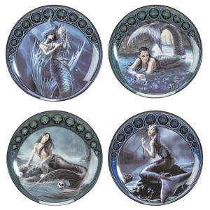 Mermaid Fantasy Art Desert Plate Set of 4