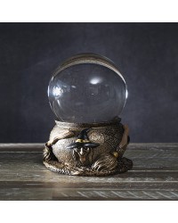 Mystical Witch Gazing Crystal Ball with Cauldron Base