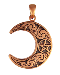 Crescent Moon Pentacle Copper Pendant