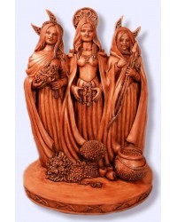Triple Goddess Wood Resin Statue