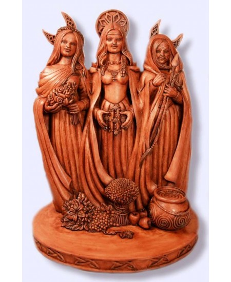 Triple Goddess Wood Resin Statue