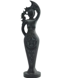 Pentacle Goddess Black Stone Finish Altar Statue