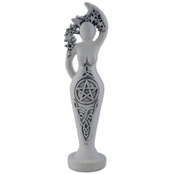 Pentacle Goddess White Stone Finish Altar Statue