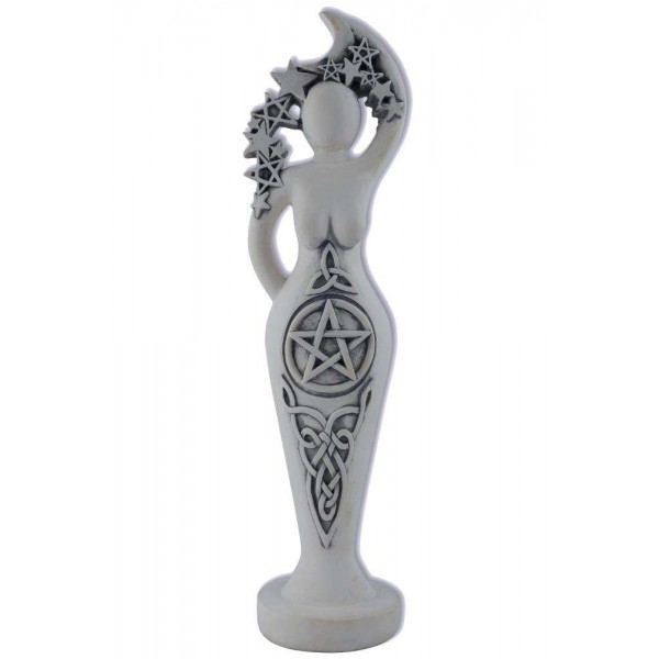 Pentacle Goddess White Stone Finish Altar Statue