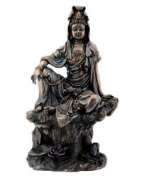 Water and Moon Kuan Yin Bronze Resin Statue