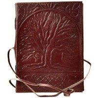 Sacred Oak Tree of Life Leather Journal with Cord