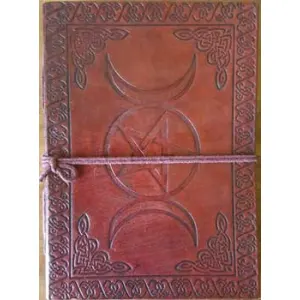 Triple Moon Pentacle Leather 7 Inch Journal