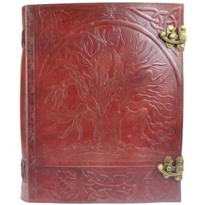 Tree of Life Leather Blank Book with Latch - 10 x 13