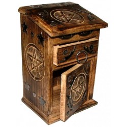 Pentacle Carved Wooden Herb Chest