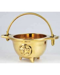 Brass 3 Inch Pentacle Cauldron with Handle