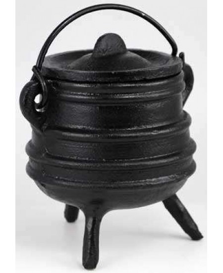 Cast Iron 3 Inch Ribbed Cauldron with Lid