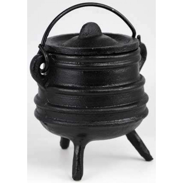 Cast Iron 3 Inch Ribbed Cauldron with Lid