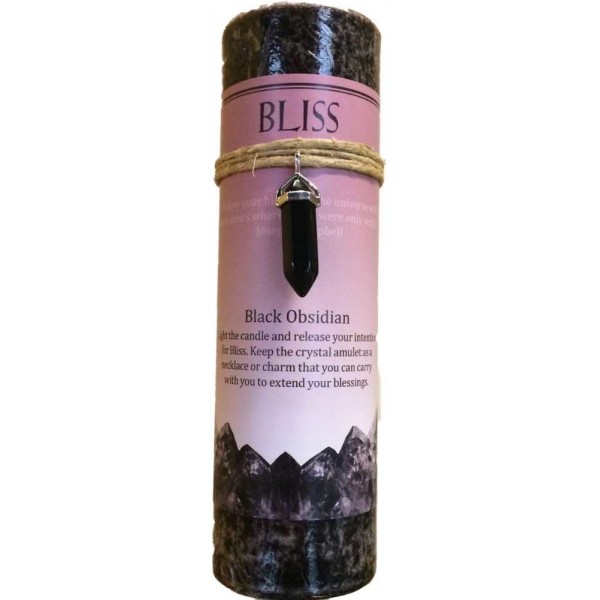 Bliss Crystal Energy Candle with Obsidian Pendant