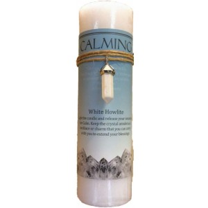 Calming Crystal Energy Candle with Whie Howlite Pendant