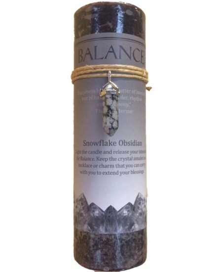 Balance Crystal Energy Candle with Snowflake Obsidian Pendant