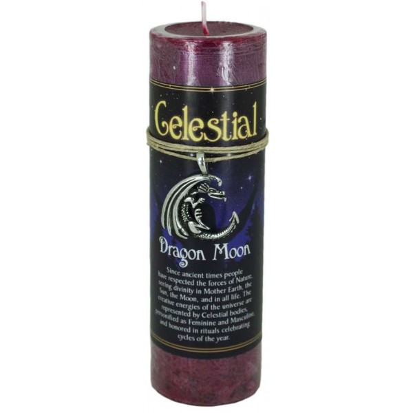 Dragon Moon Celestial Spell Candle with Amulet Pendant