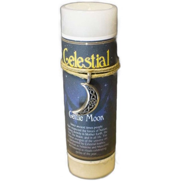 Celtic Moon Celestial Spell Candle with Amulet Pendant