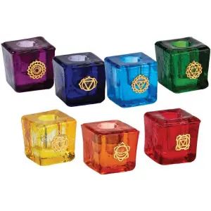 Chakra Glass Mini Candle Holder Set