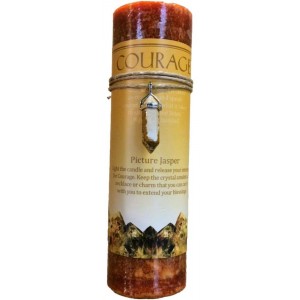 Courage Crystal Energy Candle with Picture Jasper Pendant