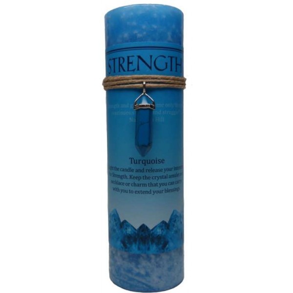 Strength Crystal Energy Candle with Turquoise Pendant