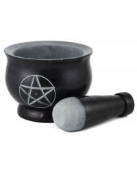 Pentacle Black Soapstone Mortar & Pestle Set