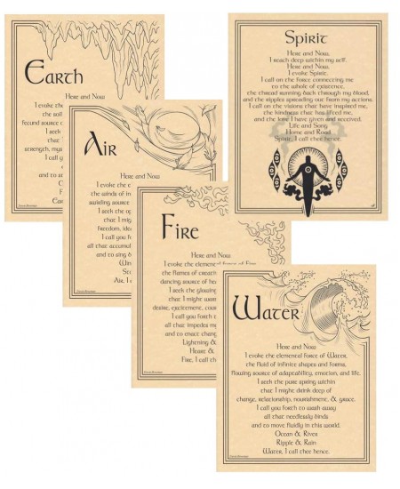 Element Invocation Set of 5 Parchment Posters