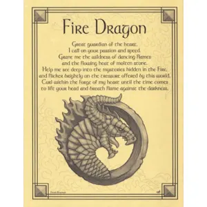 Fire Dragon Parchment Poster