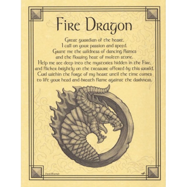 Fire Dragon Parchment Poster