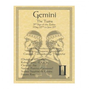 Gemini Zodiac Parchment Poster