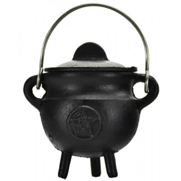 Pentacle Cast Iron Mini Cauldron with Lid