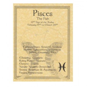 Pisces Zodiac Parchment Poster