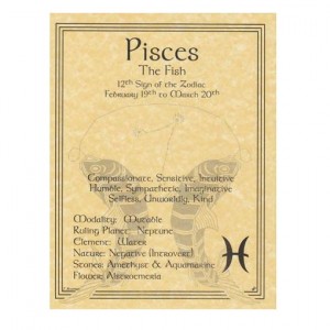 Pisces Zodiac Parchment Poster