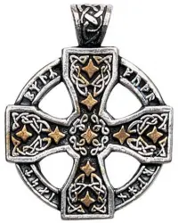 Runic Celtic Cross Pewter Pendant