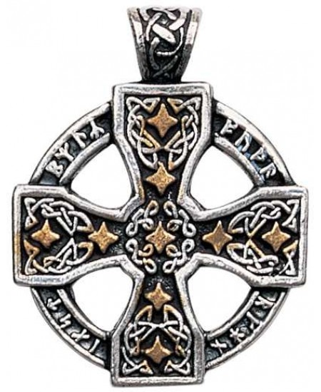 Runic Celtic Cross Pewter Pendant